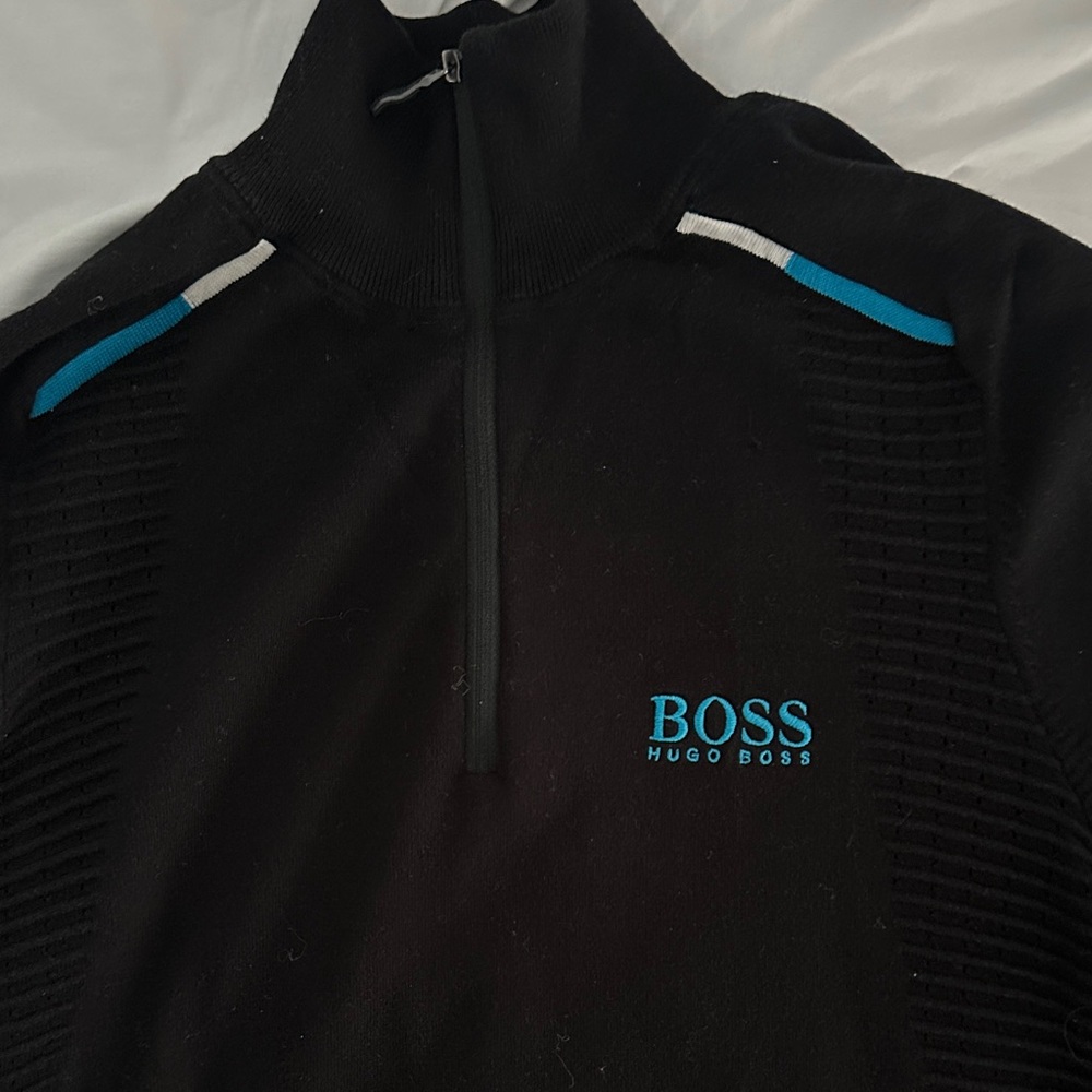 Hugo Boss Black and Blue Zip Up Sweater